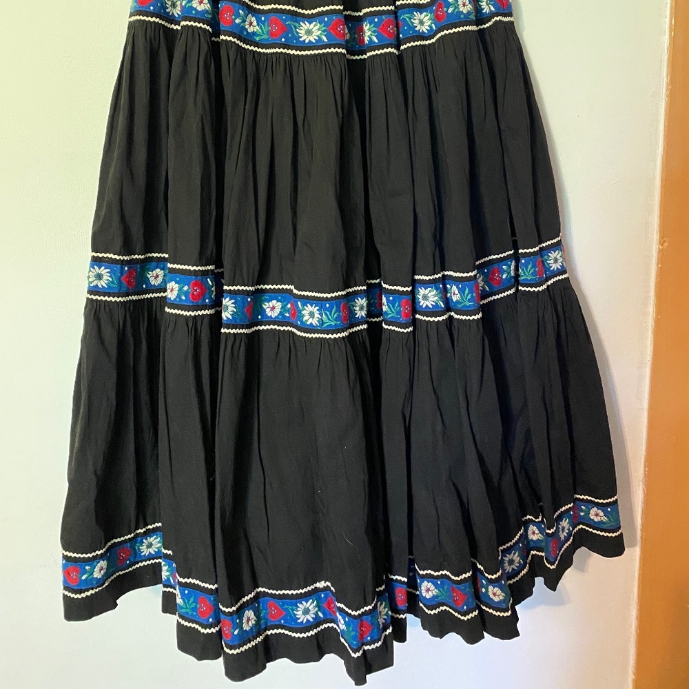 1950s Vtg from Santa Fe Tiered Long Patio Circle Skirt Black Sz Small Southwest - Picture 4 of 8